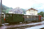 Wilderswil: Ein Schneeräumzug der Schweizer Schynige Platte Bahn mit Ellok 54 der Baureihe He 2/2 (1983)