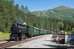 Davoser Dampffahrt am 9. August 2020. G 4/5 107  Albula  mit dem Zug bei der Einfahrt in Davos Wolfgang.