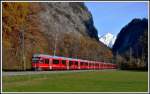 Probezug mit ABe 4/16 3101, einem ABe 8/12 und ein weiterer ABe 4/16 auf dem Weg nach Landquart. (29.11.2013)