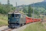 RhB Extrazug 3154 Epoche-1947 PARADE 100 Jahre RhB von Filisur nach Davos Platz am 26.06.1989 Ausfahrt Filisur mit E-Lok Ge 4/4 I 606 - A - B - B - B - D.