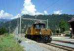 RhB Gterzug 5738 von Disentis nach Landquart vom 25.08.1997 in Rueun mit E-Lok-Oldtimer Ge 6/6I 414 solo 