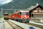 RhB REGIONALZUG 234 von Disentis nach Chur am 25.08.1997 Einfahrt Rueun mit E-Lok Ge 4/4II 626 - D 4226 - A 1242 - B 2371 - B 2381 - B 2427.