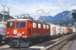 RhB Gterzug 5253 von Landquart nach Disentis am 06.09.1996 in Chur mit E-Lok Ge 4/4 I 609 - Uce 8074 - Ucek 8058 - Ucek 8051 - Uce 8092 - Ge 2/4 211 - AB 1541 - B 2492.