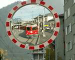 Zug nach Arosa bei der Ausfahrt aus dem Bahnhof Chur.29.10.07