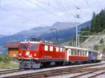 RhB Salon-Extrazug fr GRAUBNDEN TOURS 3629 von Chur nach Arosa am 30.08.1998 in Langwies mit E-Lok Ge 4/4I 610 - As 1141 - WRS 3821 - As 1154. 
