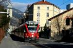 Die Regionalbahn nach Arosa in der Engadinstrasse von Chur; 25.01.2014