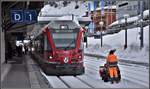 R1437 mit ABe 8/12 3505 ist soeben in Arosa eingetroffen. (18.03.2019)