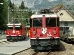 Gleisbauarbeiten in Chur.Die Zge nach Arosa fahren von Chur-Sand (beim alten RhB Depot)ab.Hier warten zwei Zge mit Ge 4/4 II 620 und 614 auf ihre fahrplanmssige Abfahrt.02.05.06