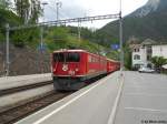 Ge 6/6'' 704 ''Davos'' am 29.5.2012 in Filisur mit dem RE 1148 nach Chur. Da derzeit diverse Ge 4/4'' anderswetigig zum Einsatz kommen (Testfahrten, Revisionen etc.) kommen hufiger auch die Ge 6/6'' vor Personenzgen am Albula zum Einsatz.