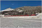 RE1136 nach Chur mit Ge 4/4 III 651  Fideris  zwischen Samedan und Bever. (08.11.2016)