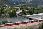 RE1141 mit ABe 8/12 3502 nach St.Moritz in Reichenau-Tamins.