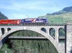 RhB Schnellzug 521 von Chur nach St.Moritz am 04.07.1999 auf Soliser Viadukt mit E-Lok Ge 4/4III 644 - D - B - ...