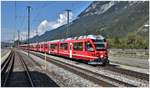 IR1128 nach Chur mit ABe 8/12 3508 und Alvra-Wagen ohne Steuerwagen in Felsberg. (06.09.2018)