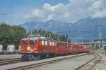 RhB Regionalzug 42 Neupendel von Kblis nach Chur am 06.09.1996 Einfahrt Untervaz mit E-Lok Ge 4/4 I 601 - AB 1516 - B 2332 - B 2340 - BDt 1731. Hinweis: Lok noch mit Scherenpantograf

