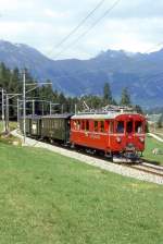 RhB Extra-FOTOZUG 3937 fr RHTIA TOURS von St.Moritz nach Pontresina am 31.08.1996 kurz vor Pontresina mit Triebwagen ABe 4/4I 35 - B 2247 - D 4052I - B 2246.