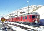 RhB REGIONALZUG 441 von St.Moritz nach Tirano am 28.02.1998 in Ospizio Bernina Triebwagen ABe 4/4III 51 - DZ 4037 - B 2455 - B 2465 - B 2313 - B 2312.