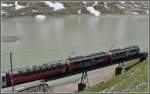 BEX 970 auf der  Wildwestbrcke  nahe des Scheitelpunktes bei der Station Ospizio Bernina. (15.06.2011)