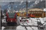 In Poschiavo wartet bereits R1644 mit ABe 8/12 3512 auf die Abfahrt über die Bernina nach St.Moritz.