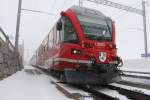 RhB Allegra ABe 8/12 3503  Carlo Janka  kämpft sich bei Ospizio Bernina durch's Schneegestöber. 22.03.2014