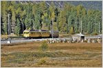 Bahnoldtimer-Wochenende im Engadin. Montebello-Express mit den beiden ABe 4/4 I 30+34 bei Bernina Suot. (16.10.2016)