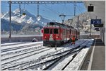 Endstation St.Moritz. Bernina ABe 4/4 III 55  Diavolezza  und 51  Poschiavo . (08.11.2016)