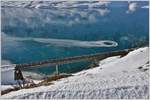 Die Brücke am schwarzgefrorenen Lago Bianco bei Ospizio Bernina 2253m ü/M.