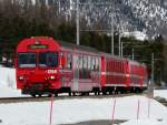 RhB - Regio von Scuol nach Pontresina unterwegs kurz vor Pontresina am 07.04.2010