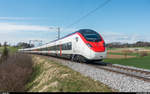 SBB Giruno RABe 501 005 am 4. April 2018 auf Testfahrt bei Ossingen.