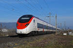 RABe 501 005-9 Giruno fährt am 20.01.2025 Richtung Bahnhof Pratteln.