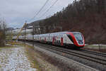 RABDe 502 020-6 Twindexx fährt Richtung Bahnhof Tecknau. Die Aufnahme stammt vom 01.02.2022.