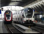 SBB / DB - RABe 502 206-1 + 4010 104-6 bei gemeinsamer einfahrt im HB Zürich am 07.05.2023