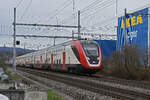 RABe 502 222-8 Twindexx fährt am 26.02.2024 Richtung Station Itingen.