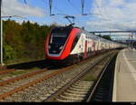 SBB - RABe 94 85 0 502 019-8 + 502 007 als IR bei der durchfahrt in Mies am, 2024.10.03