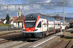 RABe 511 014 KISS durchfährt den Bahnhof Rupperswil.