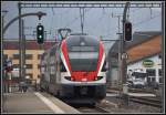 RE3818 nach St.Gallen mit 511 018 verlässt Altstätten SG. (04.02.2014)