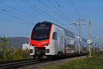 RABe 512 019-6 KISS fährt am 05.11.2024 Richtung Bahnhof Pratteln.