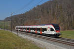 RABe 521 025, auf der S3, fährt Richtung Bahnhof Tecknau. Die Aufnahme stammt vom 01.03.2021.