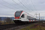 RABe 521 025, auf der S1, fährt am 16.02.2024 Richtung Bahnhof Pratteln.