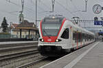 RABe 521 018, auf der S 23, verlässt am 17.02.2025 den Bahnhof Rupperswil.