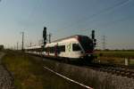 Ein SBB-Flirt in Sdbaden zwecks Testfahrten durch den Katzenbergtunnel, hier in Schliengen. 7.9.12