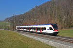 RABe 523 001, auf der S3, fährt Richtung Bahnhof Tecknau. Die Aufnahme stammt vom 01.03.2021.