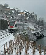 Winter - Schnee im Lavaux ist im Winter eher selten und ziert bei diesem Bild des SBB RABe 523 027 nicht nur St Saphorin im Hintergrund sehr vorteilhaft, sondern auch den Baum rechts im Bild.

4. Januar 2010