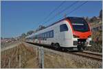  Fernverkehr  auf der Train de Vignes Strecke: der für den Fernverkehr beschaffte SBB Flirt3 RABe 523 503  Mouette  (RABe 94 85 0 523 503-6 CH-SBB) ist als S7 auf der Train de Vignes Strecke