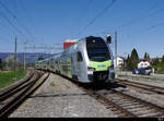 BLS - Triebzug RABe 515 018 unterwegs als Regio nach Belp  bei der einfahrt in Busswil am 20.04.2019