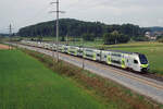 BLS RABe 515 Doppelstockzug  MUTZ . verstärkt für den Abendverkehr, bei Bollodingen am 15. September 2021.
Foto: Walter Ruetsch