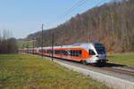 RABe 526 047-8 der SOB fährt Richtung Bahnhof Gelterkinden.