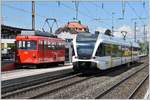 S26 6135 mit BDeh 1/2 1  Liseli  nach Walzenhausen und S2 23252 nach St.Gallen in Rheineck. (03.05.2017)