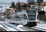 SBB - Ausfahrender Triebzug RABe 526 261-8 ( ex BLS / RM ) im Bahnhof Tavanes am 20.01.2021