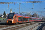 RABe 526 210 Traverso der SOB durchfährt den Bahnhof Rupperswil. Die Aufnahme stammt vom 13.01.2022.