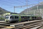 Der BLS RABe 535 107 verlässt am 14.4.20 den Bahnhof Brig.